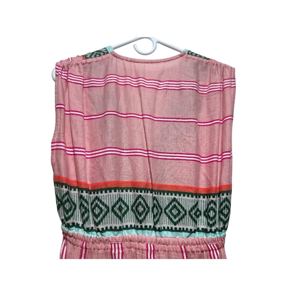 Lemlem Rosa Midi Dress Tunic Women XS Pink Sleeveles Plunge Neck Embroidery Boho - Picture 10 of 16